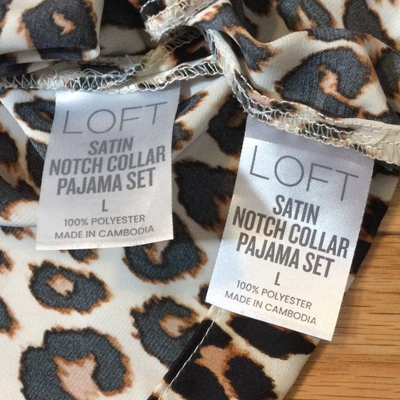 L LOFT Leopard satin notch collar pajama set - Picture 15 of 16